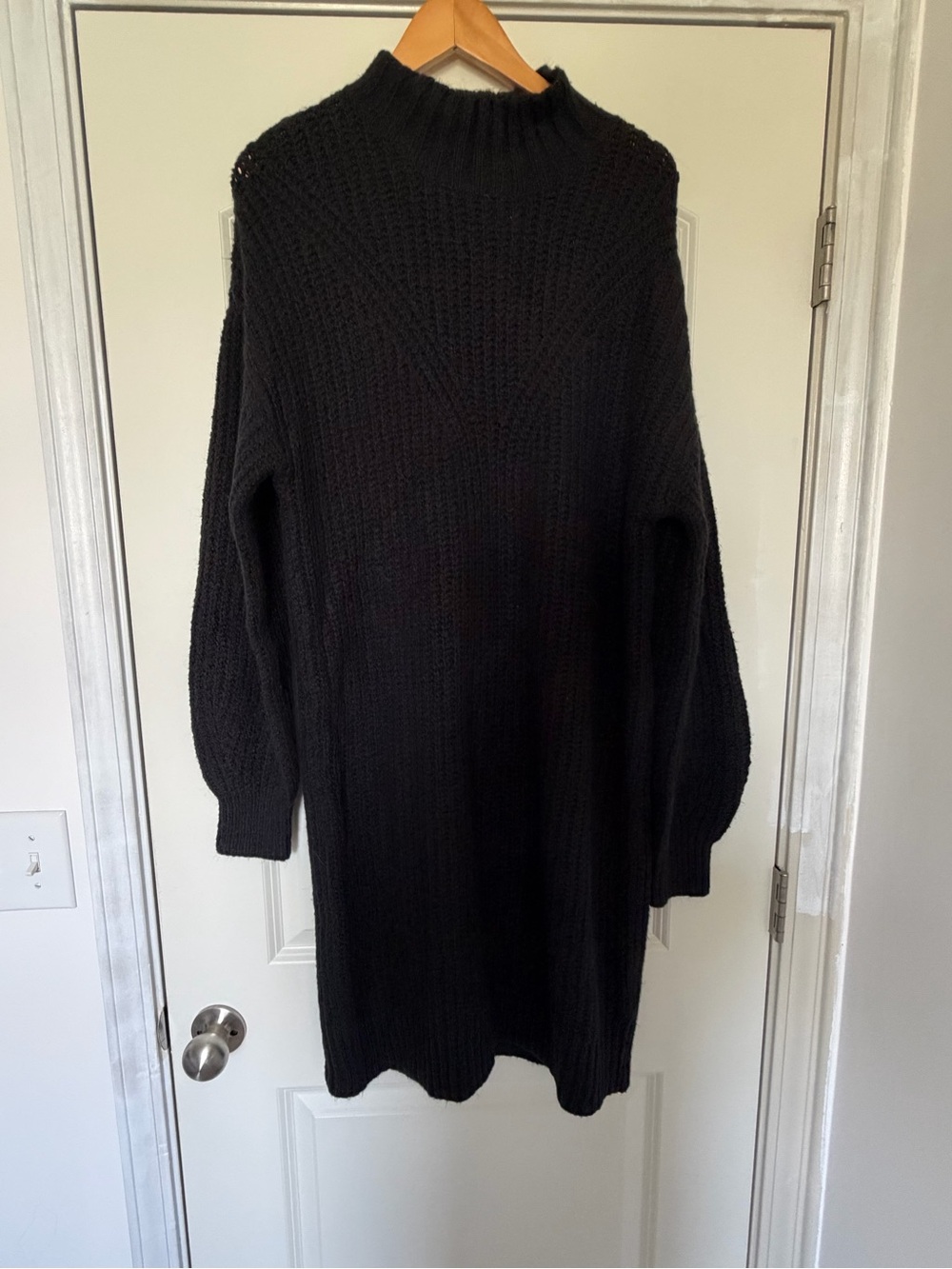 Old Navy Black Ribbed Knit Midi Sweater Dress